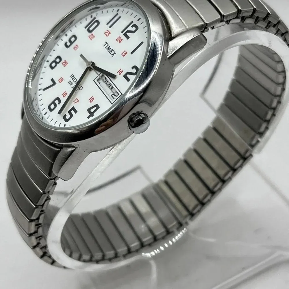Timex Indiglo WR 30 Men's Silver Tone Day Date Watch